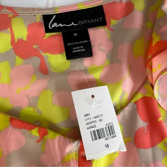 Lane Bryant Floral Sleeveless Top 18 Plus Smocked Women NEW. 1123 - Picture 2 of 2